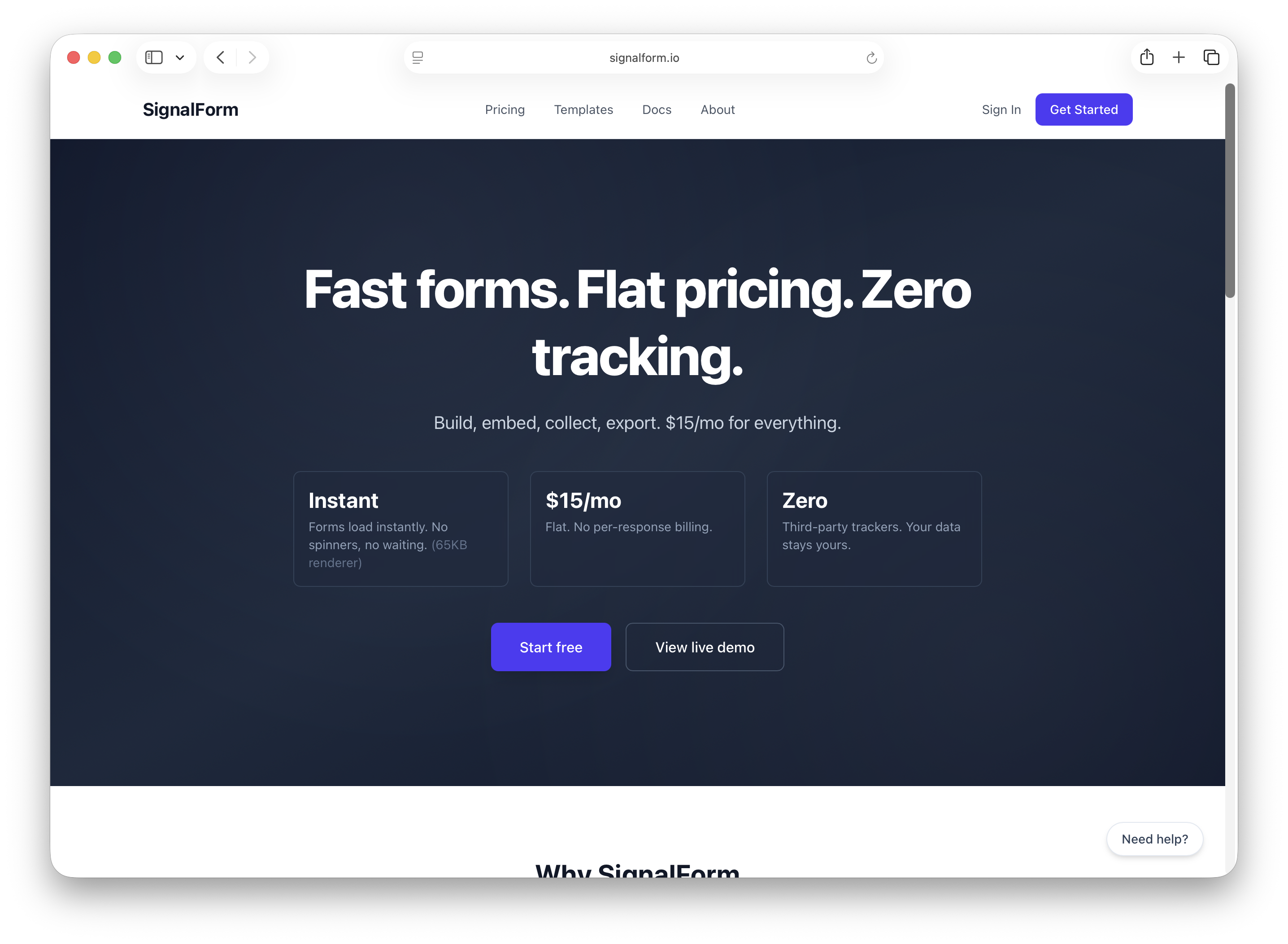 Signal Form screenshot
